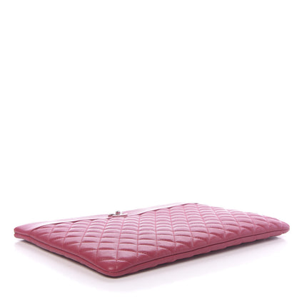 Chanel Lambskin Quilted Large Vintage Mademoiselle Cosmetic Case Red 4 of 9
