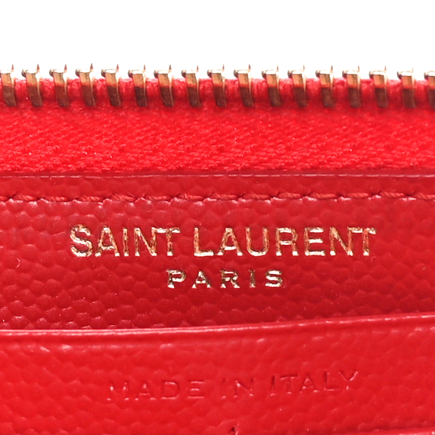 Saint Laurent Grain De Poudre Matelasse Chevron Monogram Zip Around Wallet Red 6 of 10