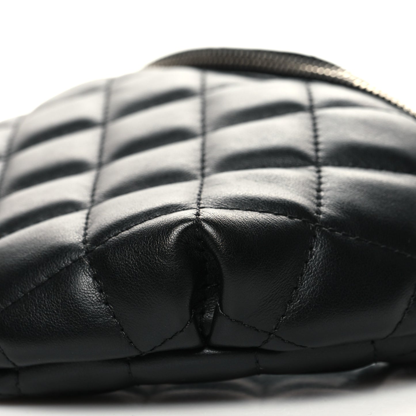 Lambskin Quilted Waist Belt Bag Black