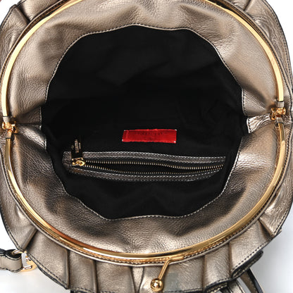 Valentino Garavani Metallic Calfskin Vanite Studded Dome Satchel Gold 4 of 4