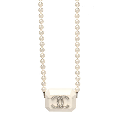 Chanel Resin Crystal Pearl Lambskin Airpods Pro Holder Necklace Pearly White 1 of 5