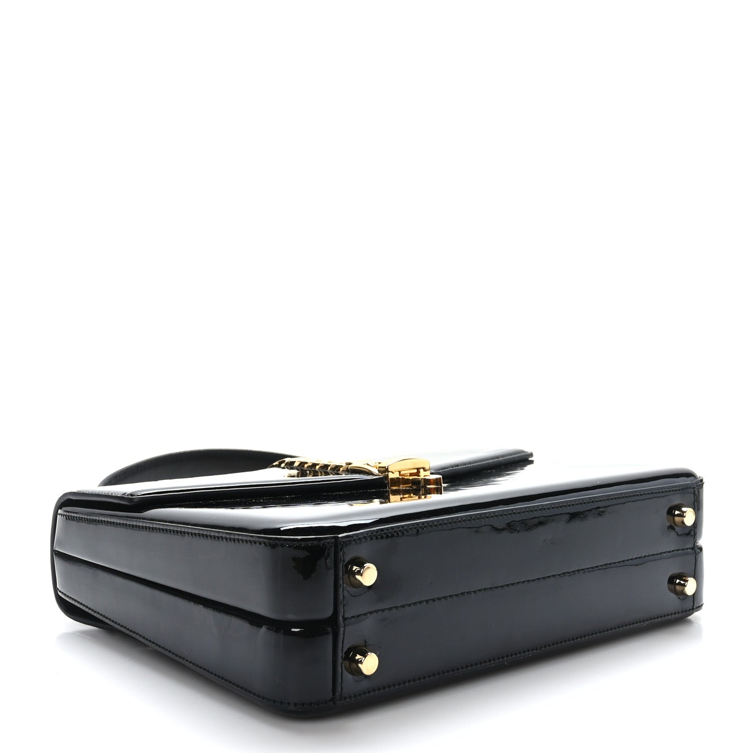 Gucci Mousse Top Patent Mini Sylvie 1969 Top Handle Bag Black 5 of 10