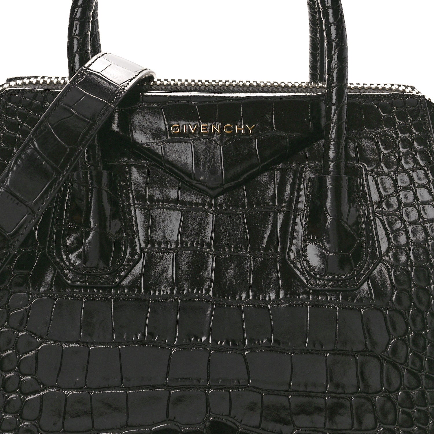 Givenchy Calfskin Crocodile Embossed Small Antigona Black 8 of 10