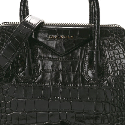 Givenchy Calfskin Crocodile Embossed Small Antigona Black 8 of 10