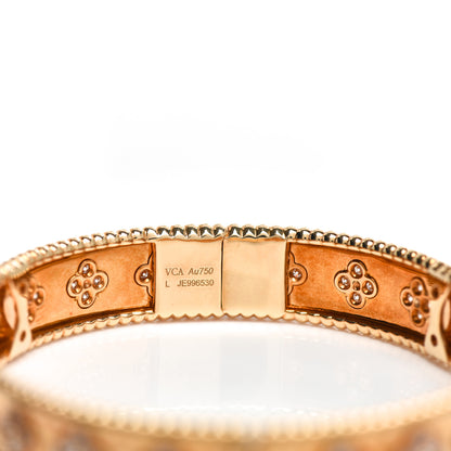 Van Cleef & Arpels 18K Rose Gold Diamond Perlee Clovers Bangle Bracelet L 4 of 5