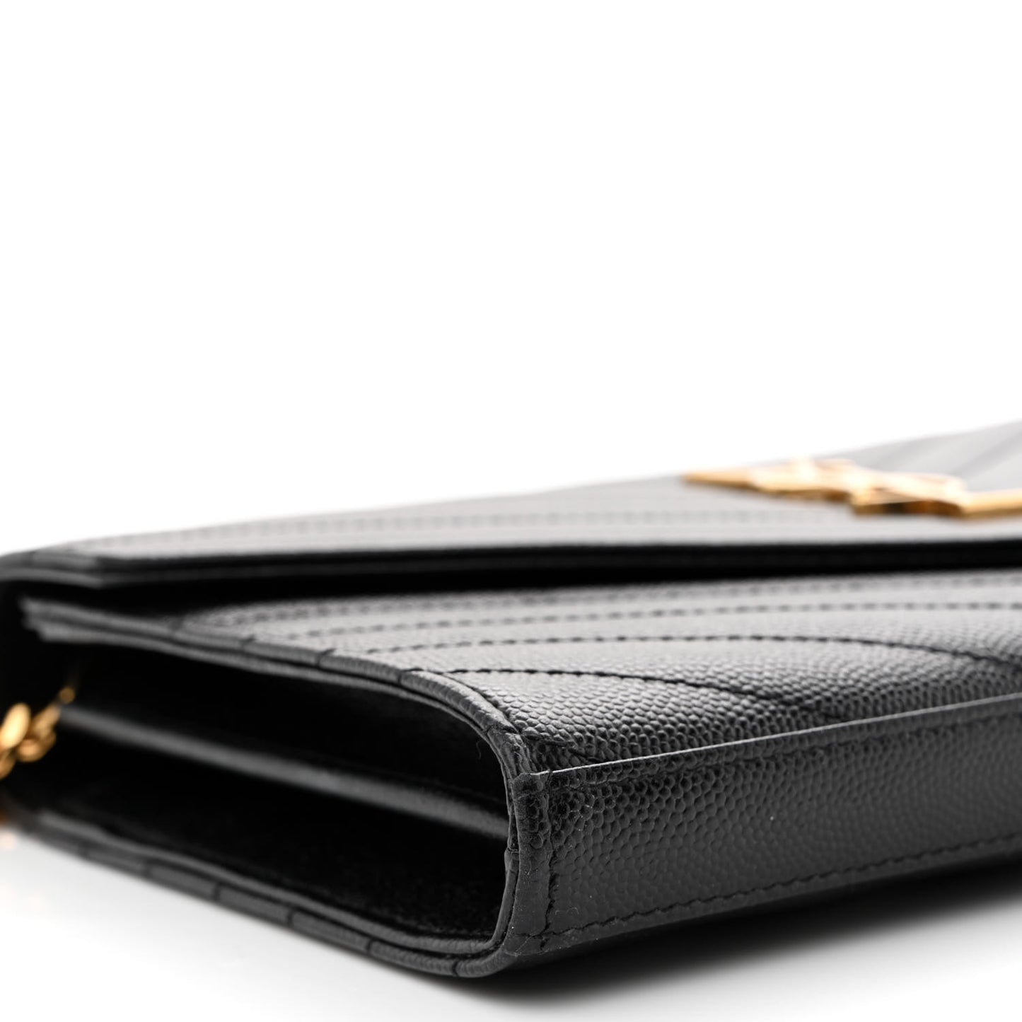 Grain De Poudre Matelasse Chevron Monogram Chain Wallet Black