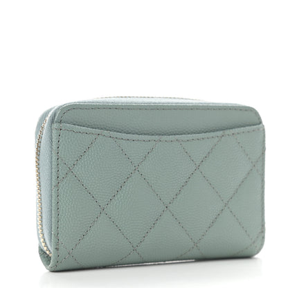 Chanel Caviar Quilted Zip Around Coin Purse Wallet Dark Green 3 of 7