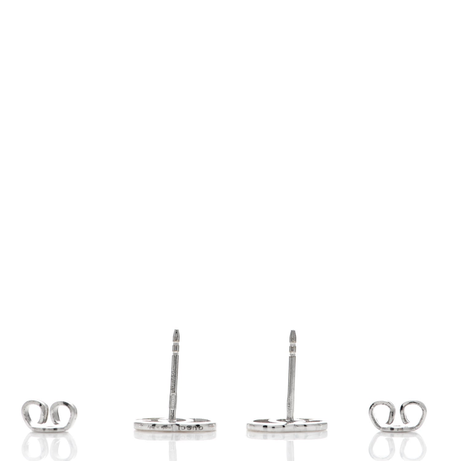 Gucci 18K White Gold GG Tissue Stud Earrings 5 of 6