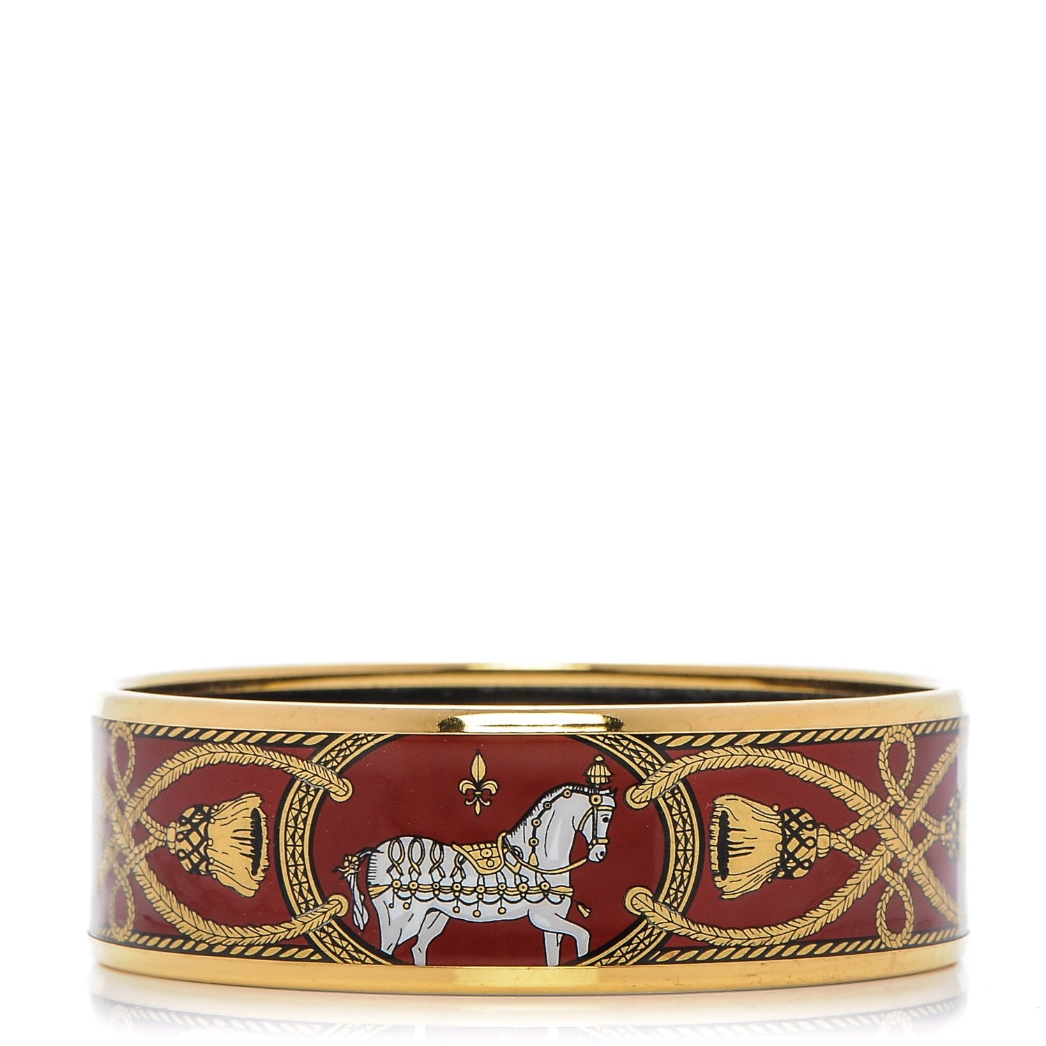 Hermes Enamel Printed Wide Grand Apparat Bracelet 62 1 of 5