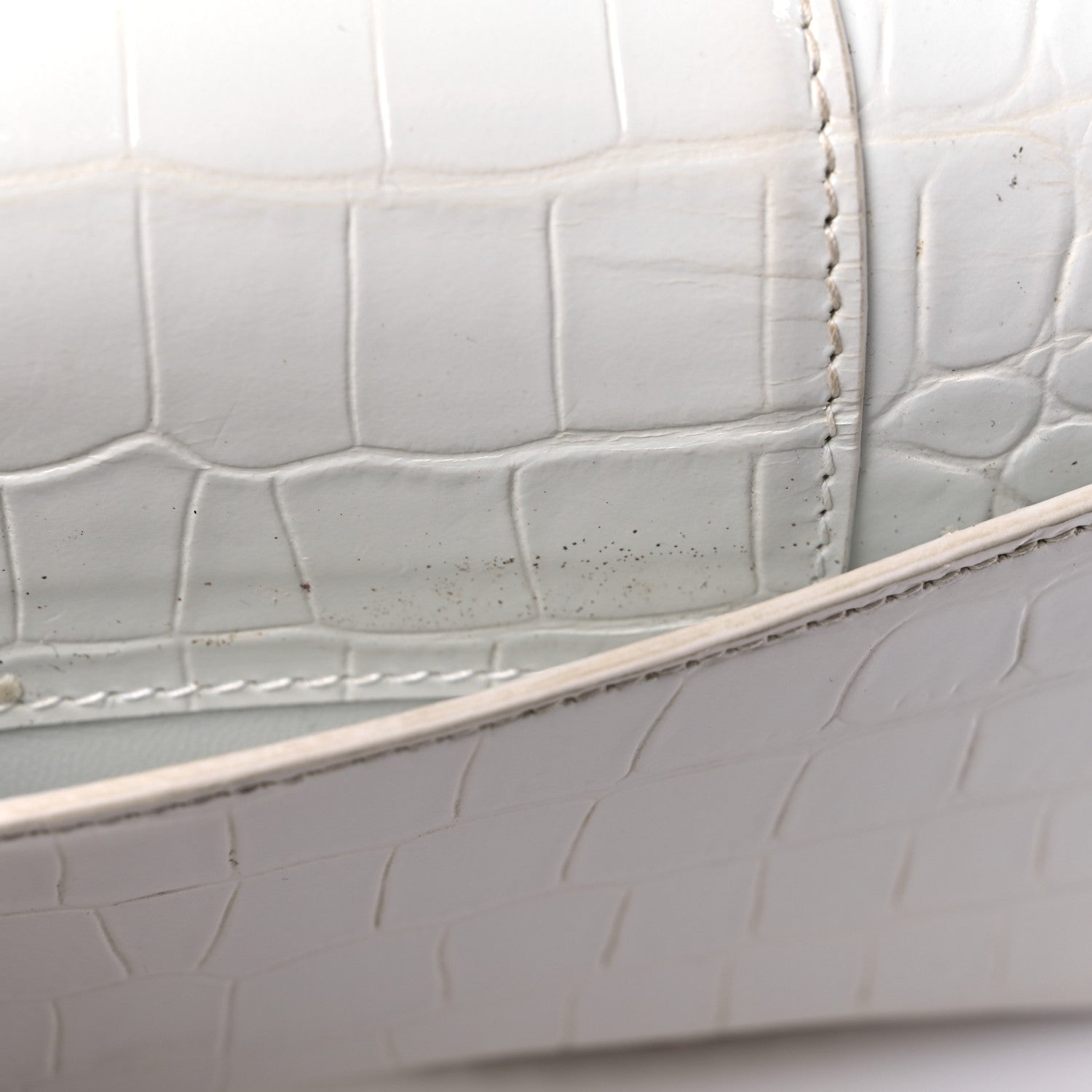 Balenciaga Shiny Calfskin Crocodile Embossed Hourglass Chain Bag White 23 of 23