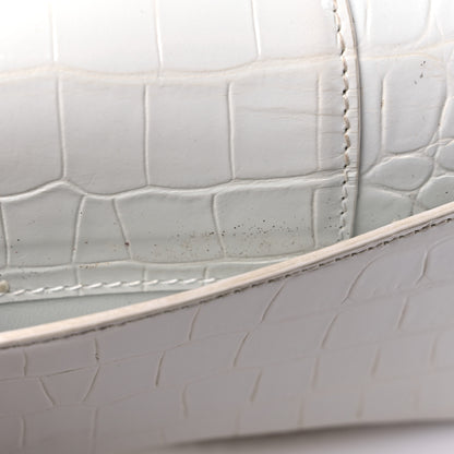 Balenciaga Shiny Calfskin Crocodile Embossed Hourglass Chain Bag White 23 of 23