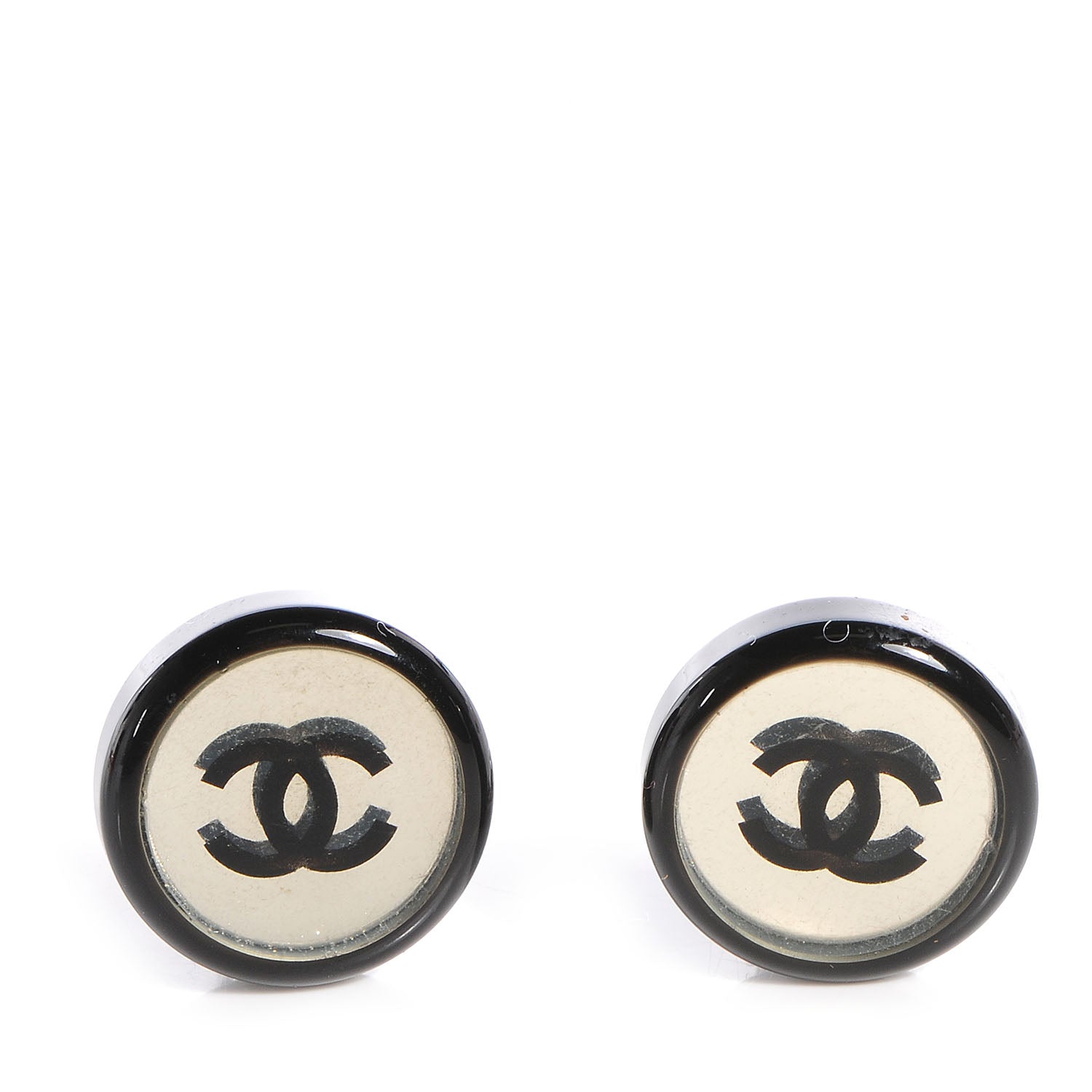 Chanel Mirror CC Clip On Earrings Black 1 of 5