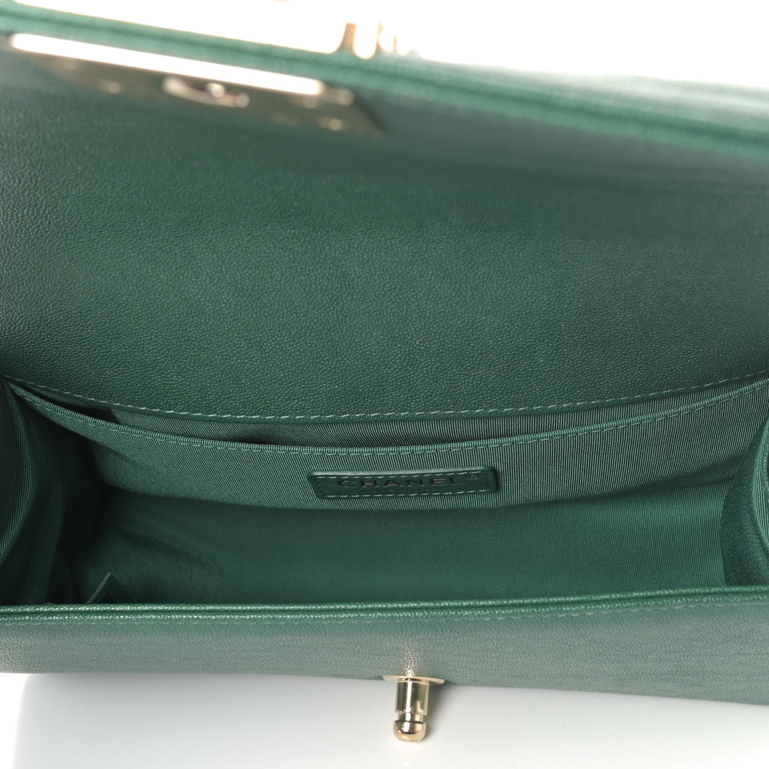 Chanel Caviar Chevron Quilted Medium Boy Flap Green 4 of 4