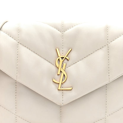 Saint Laurent Lambskin Quilted Toy Loulou Puffer Monogram Chain Satchel Blanc Vintage 7 of 9