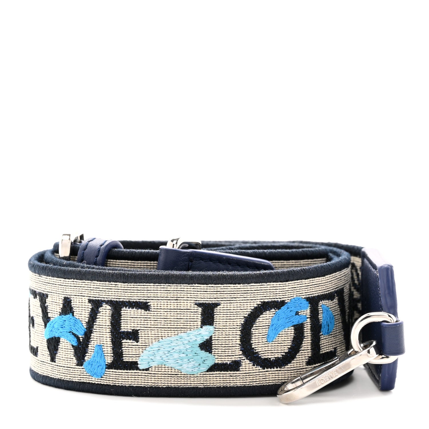 Loewe X HOWLS MOVING CASTLE Calfskin Calcifer Jacquard Anagram Strap Blue 1 of 8