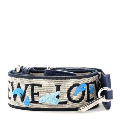 Loewe X HOWLS MOVING CASTLE Calfskin Calcifer Jacquard Anagram Strap Blue 1 of 8