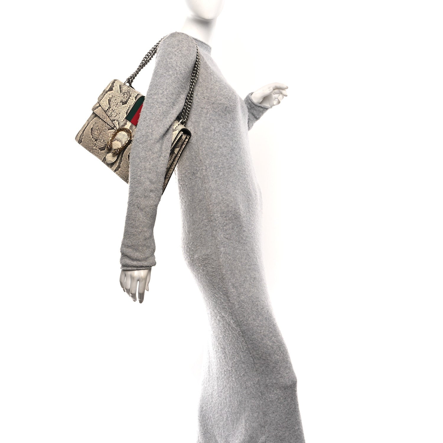 Gucci Snakeskin Web Medium Dionysus Shoulder Bag Natural 2 of 11