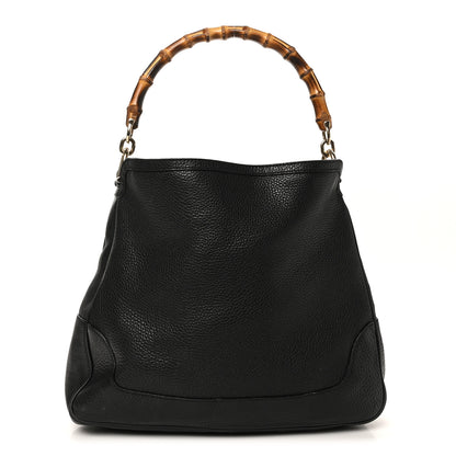 Gucci Pebbled Calfskin Medium Diana Bamboo Shoulder Bag Black 1 of 9
