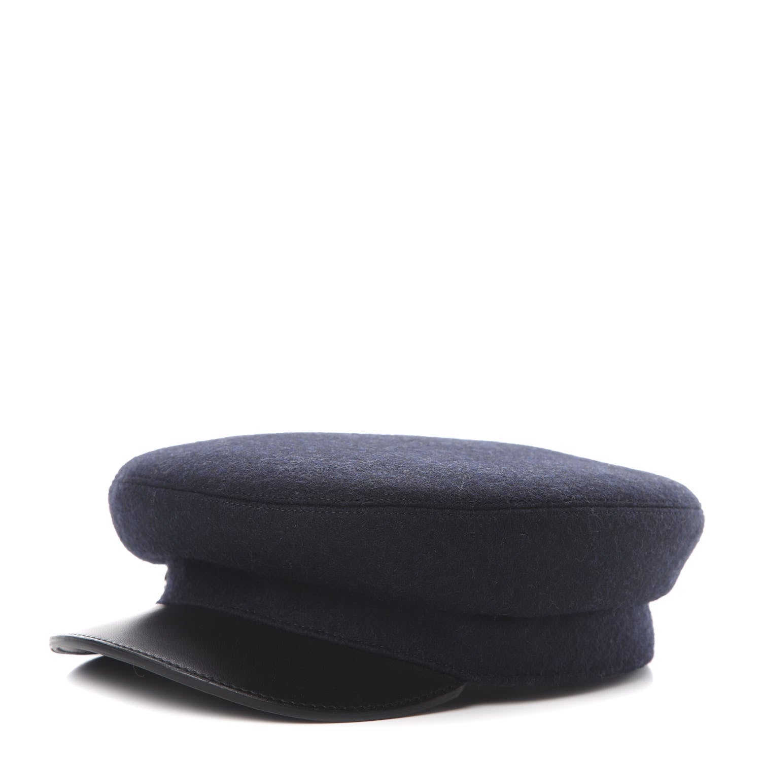 Hermes Glossy Lambskin Wool Womens Vauban Cap 58 Marine Black 1 of 8
