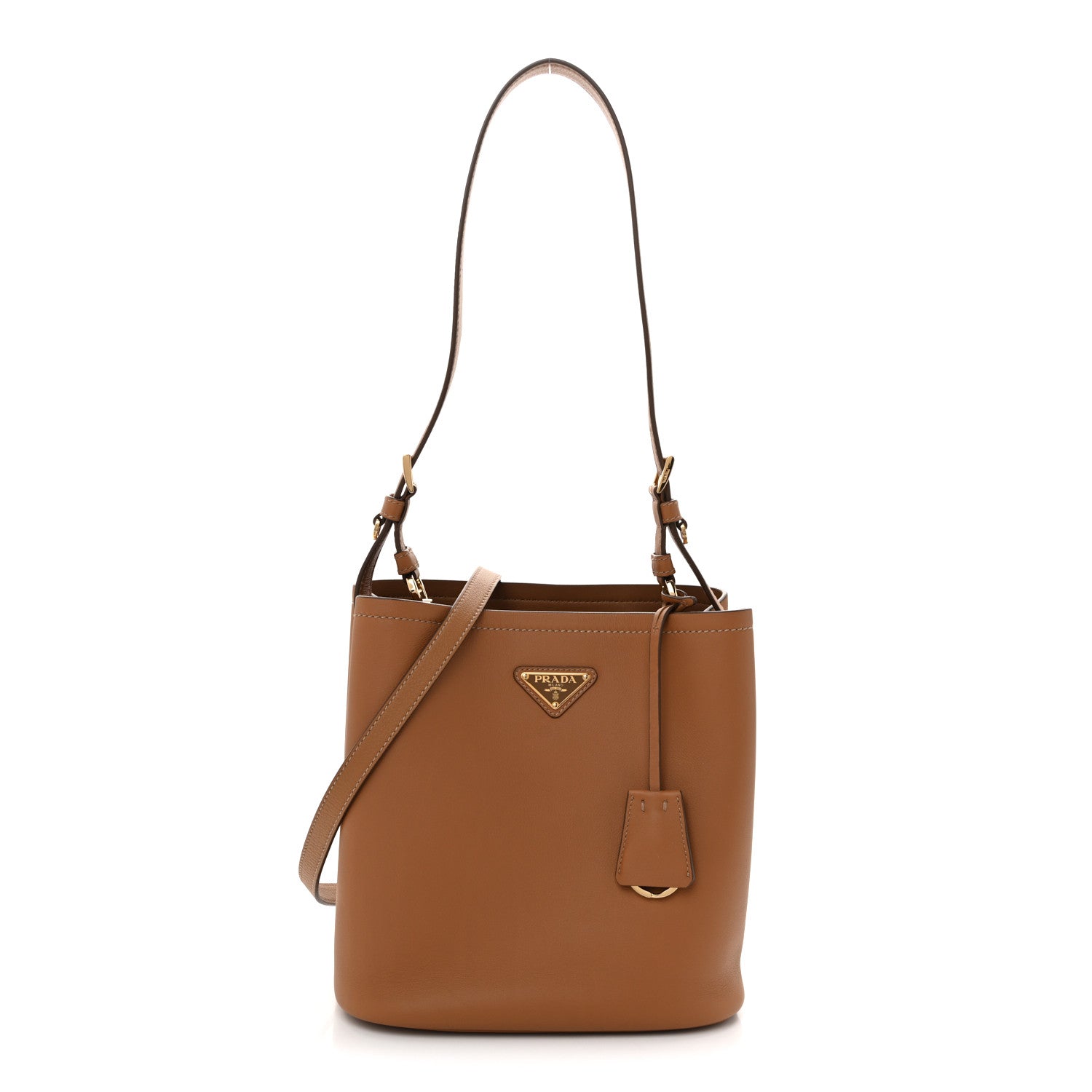 Prada Soft Grained Secchiello Bucket Bag Caramel 1 of 10