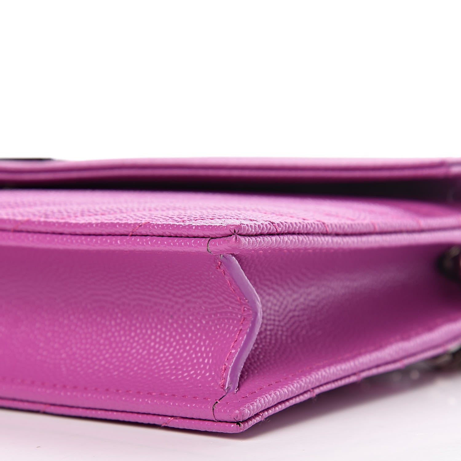 Saint Laurent Grain De Poudre Matelasse Chevron Monogram Envelope Chain Wallet Purple 9 of 10