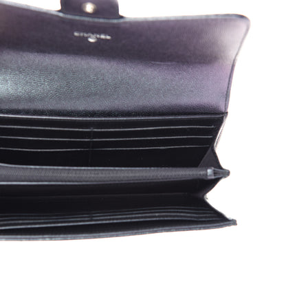 Chanel Iridescent Caviar Chevron Quilted Large Gusset Flap Wallet Black 5 of 8