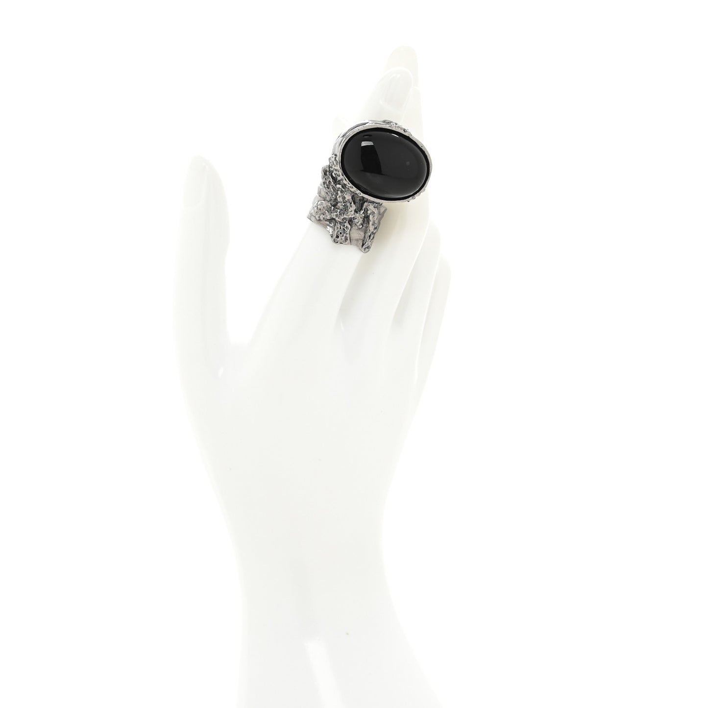 Glass Cabochon Gunmetal Arty Ovale Ring 6 Black