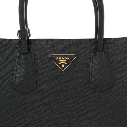 Prada Saffiano Cuir Medium Double Bag Black Mughetto 8 of 13
