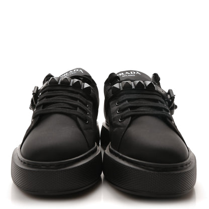 Prada Nylon Gabardine Studded Low Top Sneakers 39 Black 3 of 9