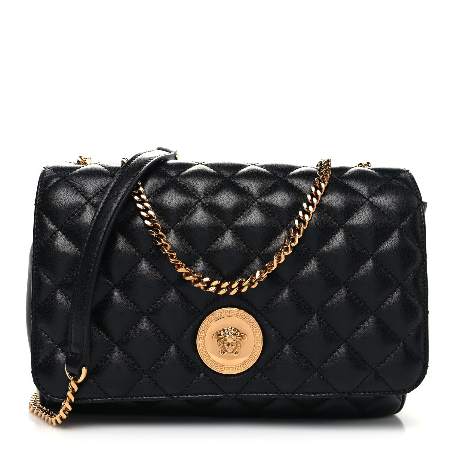 Versace Nappa Quilted La Medusa Chain Crossbody Black 1 of 10