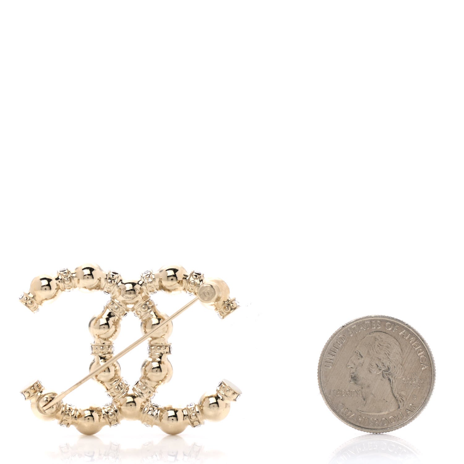 Chanel Pearl Crystal Nefertiti CC Brooch Gold 3 of 5