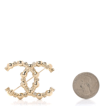 Chanel Pearl Crystal Nefertiti CC Brooch Gold 3 of 5