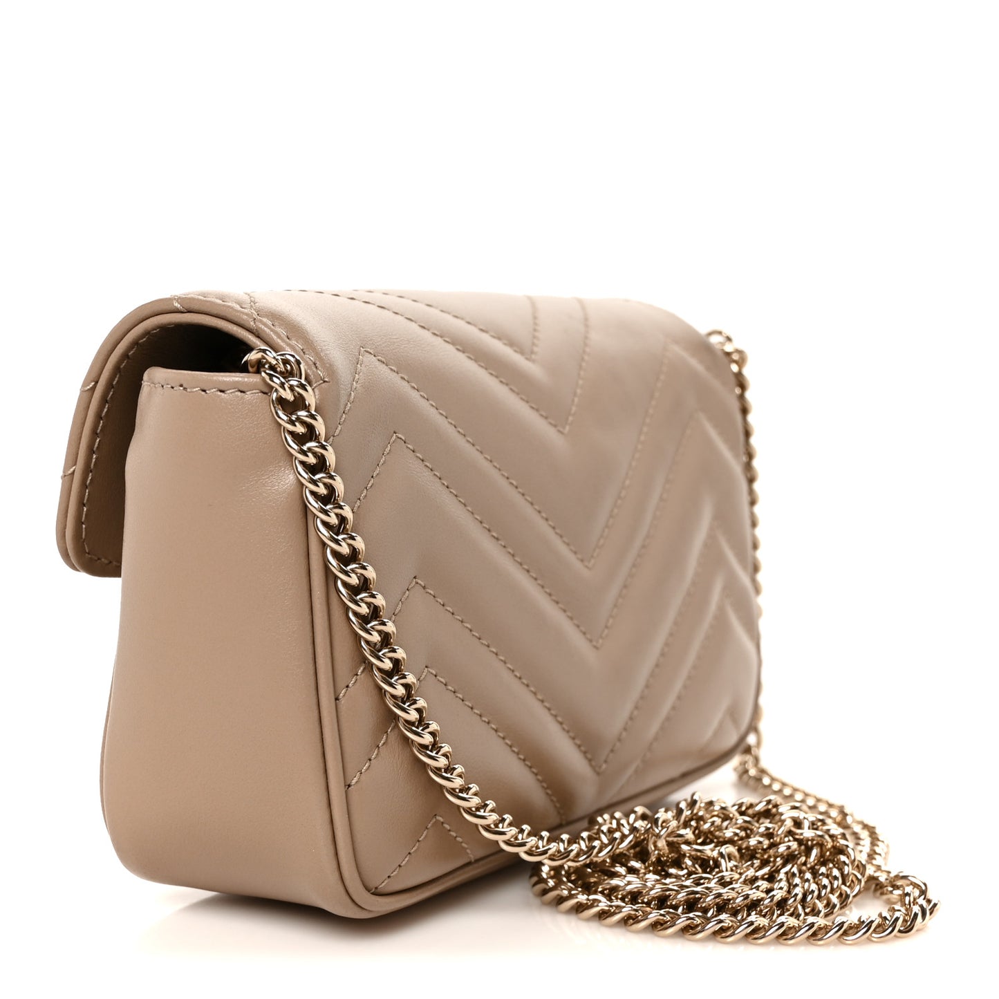 Calfskin Matelasse Super Mini GG Marmont Shoulder Bag Taupe