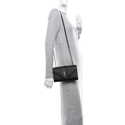 Saint Laurent Grain De Poudre Textured Mixed Matelasse Triquilt Small Monogram Monochrome Satchel Black 2 of 9