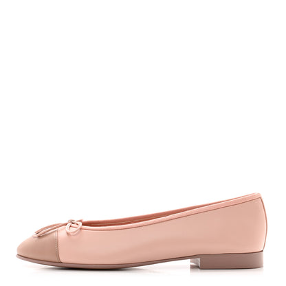Chanel Lambskin Cap Toe CC Ballerina Flats 37.5 Light Pink Dark Pink 1 of 9