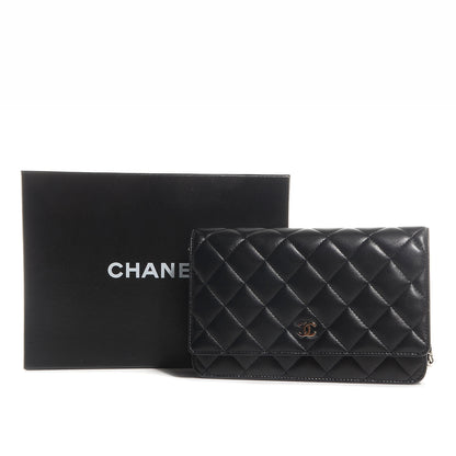 Chanel Lambskin Quilted Wallet On Chain WOC Black 9 of 9