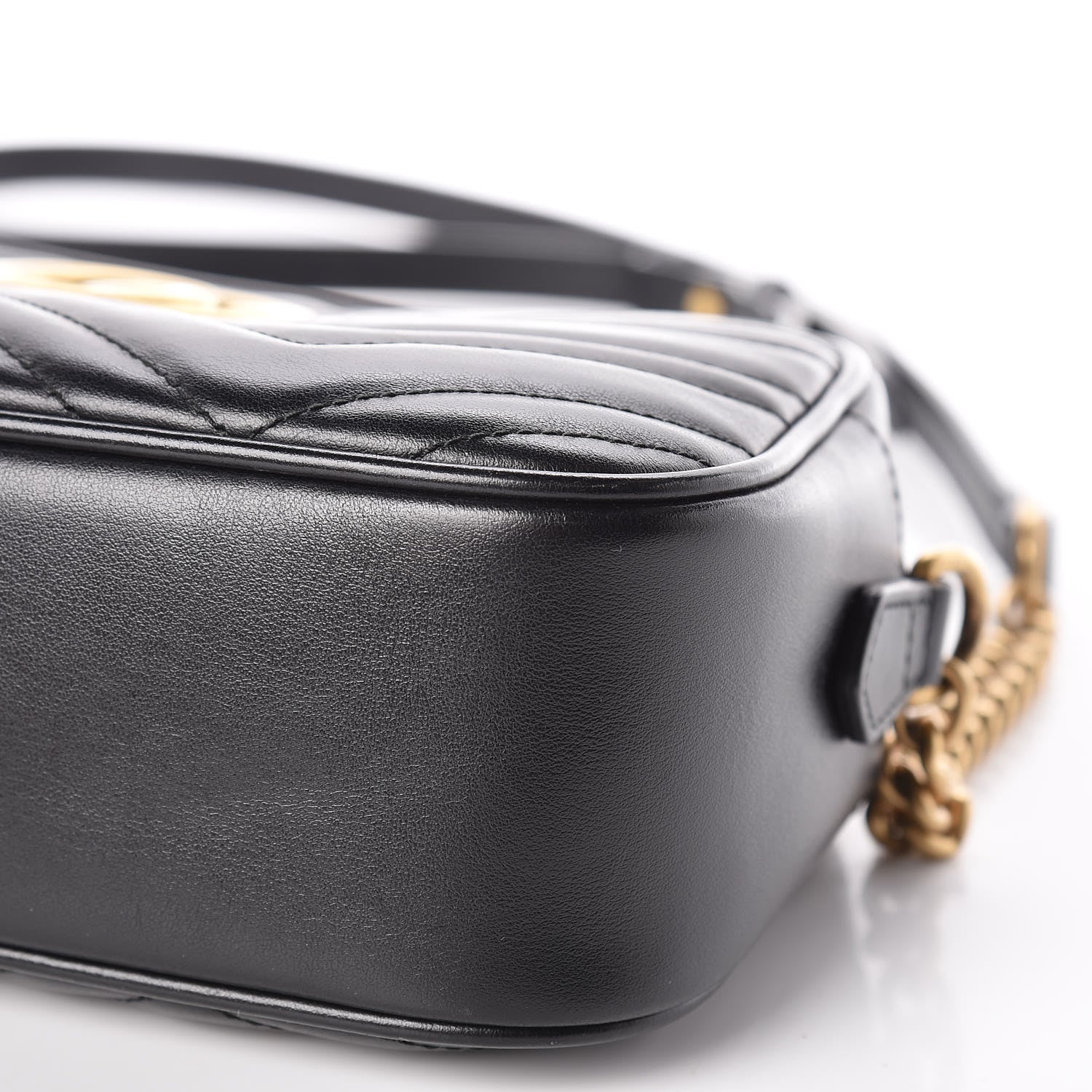 Gucci Calfskin Matelasse Small GG Marmont Chain Shoulder Bag Black 9 of 9