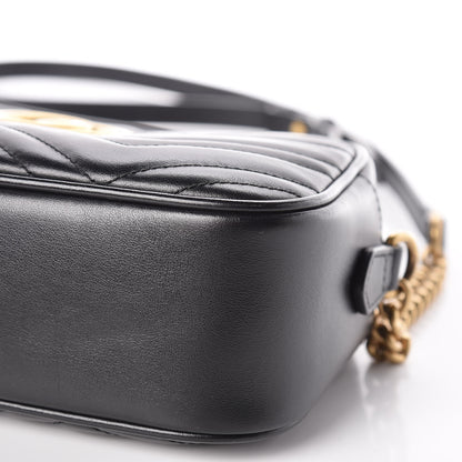 Gucci Calfskin Matelasse Small GG Marmont Chain Shoulder Bag Black 9 of 9