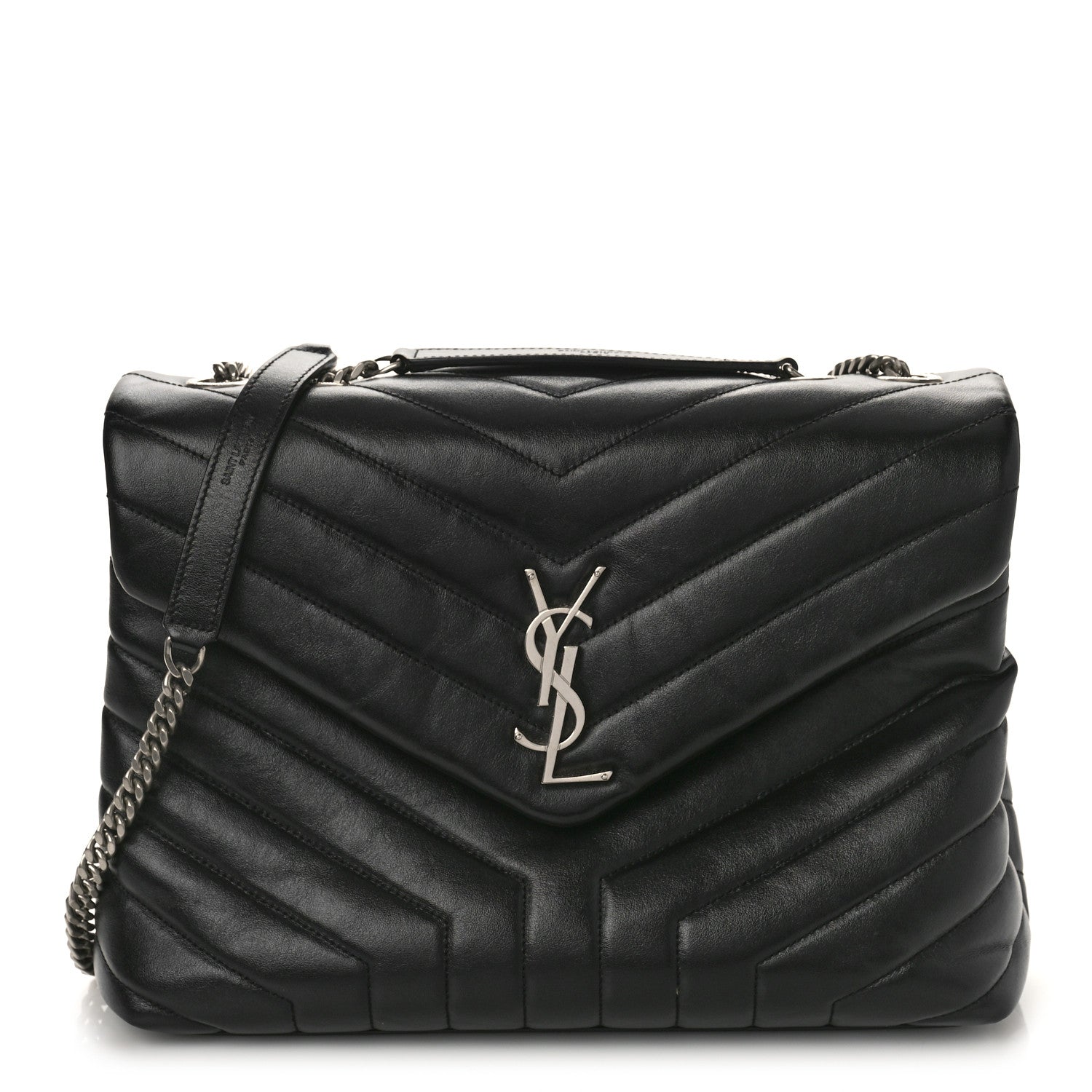Saint Laurent Calfskin Y Quilted Monogram Medium Loulou Chain Satchel Black 1 of 8