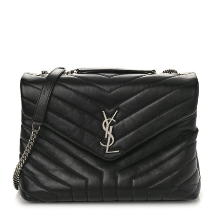 Saint Laurent Calfskin Y Quilted Monogram Medium Loulou Chain Satchel Black 1 of 8