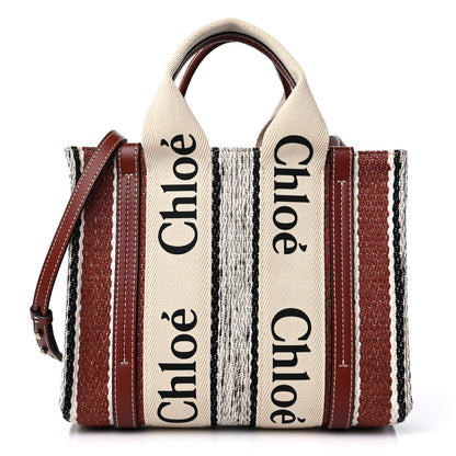 Chloe Cotton Calfskin Small Woody Ribbon Tote Sepia Brown 1 of 14