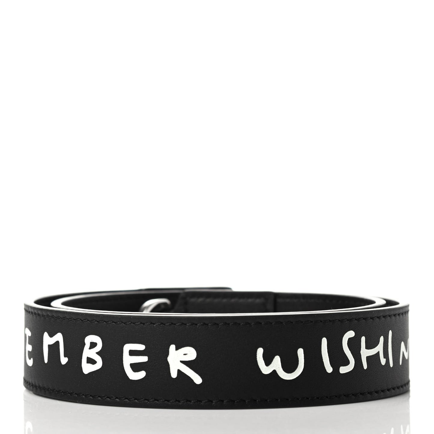 Calfskin Words Thin Strap Black