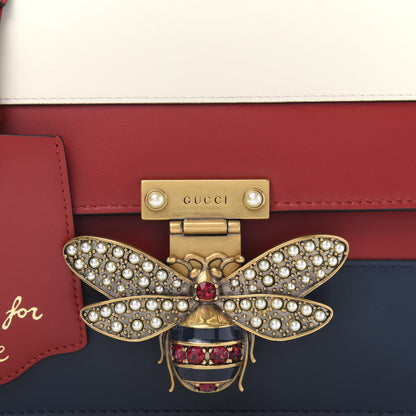 Gucci Calfskin Sylvie Web Queen Margaret Shoulder Bag Blue Agata Hibiscus Red Mystic White 14 of 14