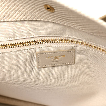 Saint Laurent Linen Calfskin Rive Gauche Tote Beige Sea Salt 6 of 8