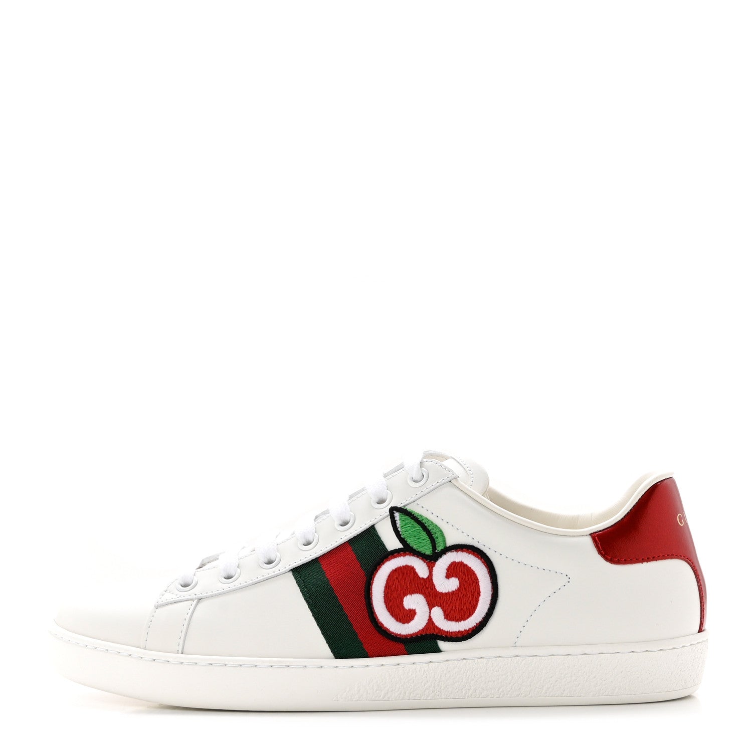 Gucci Calfskin Web GG Apple Embroidered Womens Ace Sneakers 40 White 1 of 10