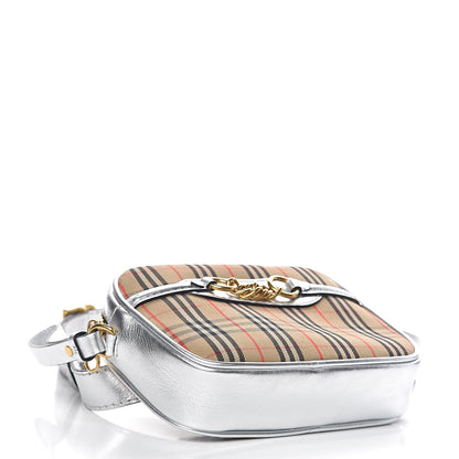 Burberry Metallic Smooth Calfskin 1983 Knight Check Link Bum Bag Silver 4 of 9