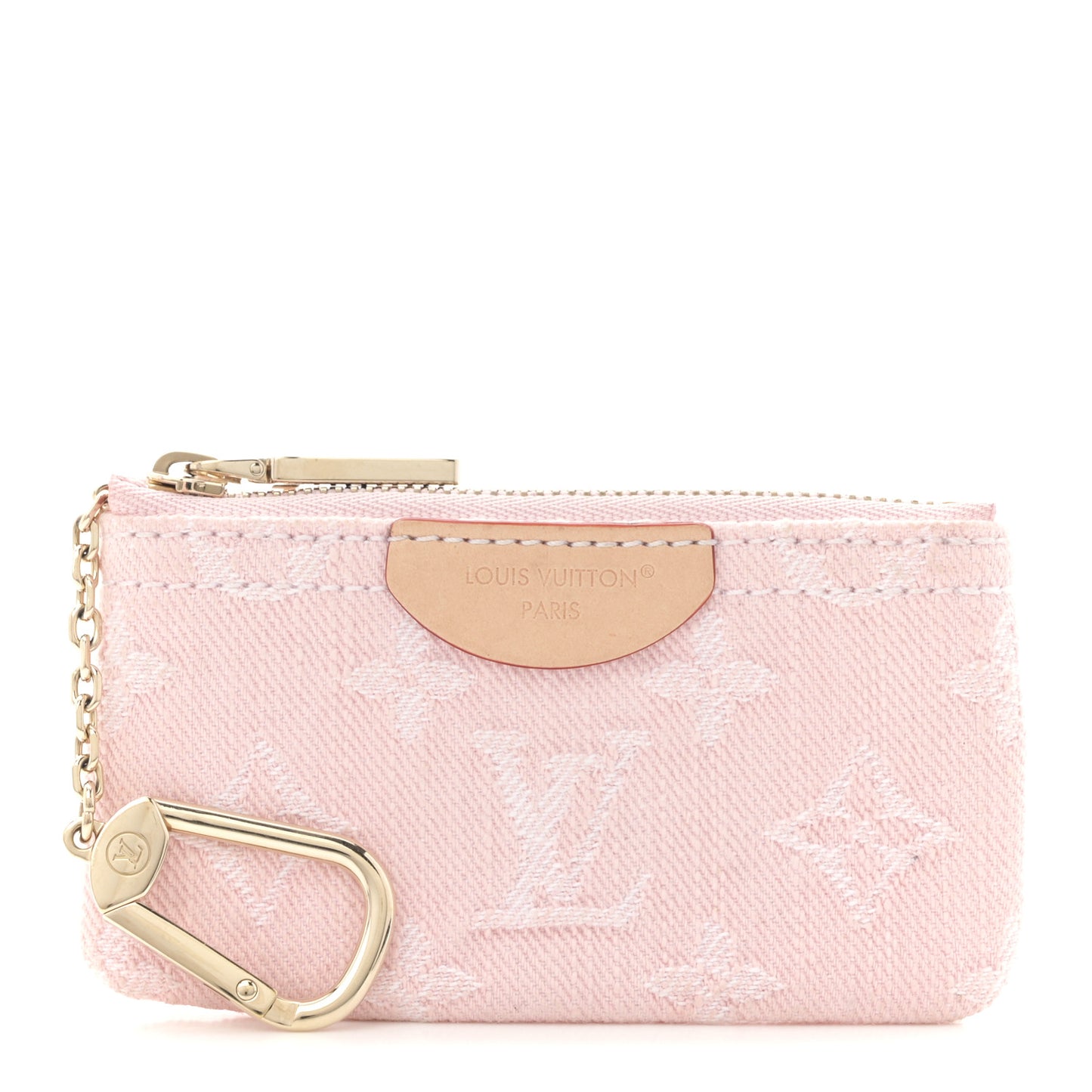Monogram Denim Key Pouch Washed Pink Washed Pink