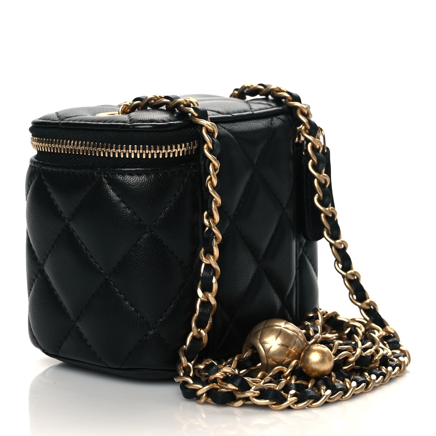 Chanel Lambskin Quilted Mini Pearl Crush Vanity Case With Chain Black 3 of 11