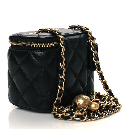 Chanel Lambskin Quilted Mini Pearl Crush Vanity Case With Chain Black 3 of 11