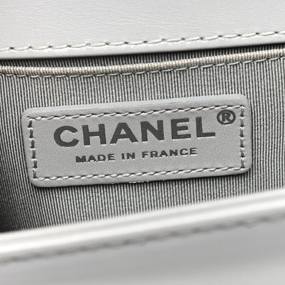 Chanel Iridescent Lambskin Quilted Small Chain Around Boy Flap Grey 6 of 11